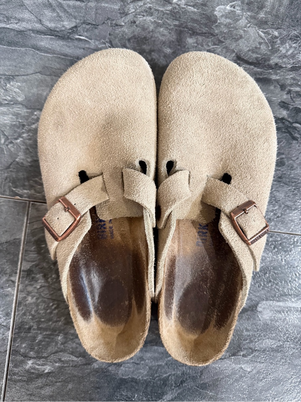 Birkenstock Suede Clog Mule in Taupe
